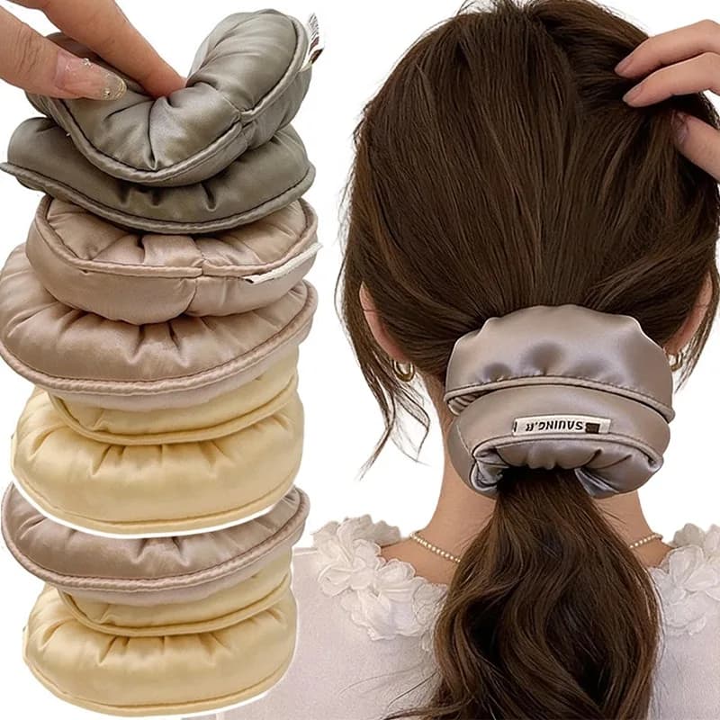 Padded 3D hair cushion, breathable polyester hair elastic, without folds, anti-crespo, elastic for hair to sleep and protect hair