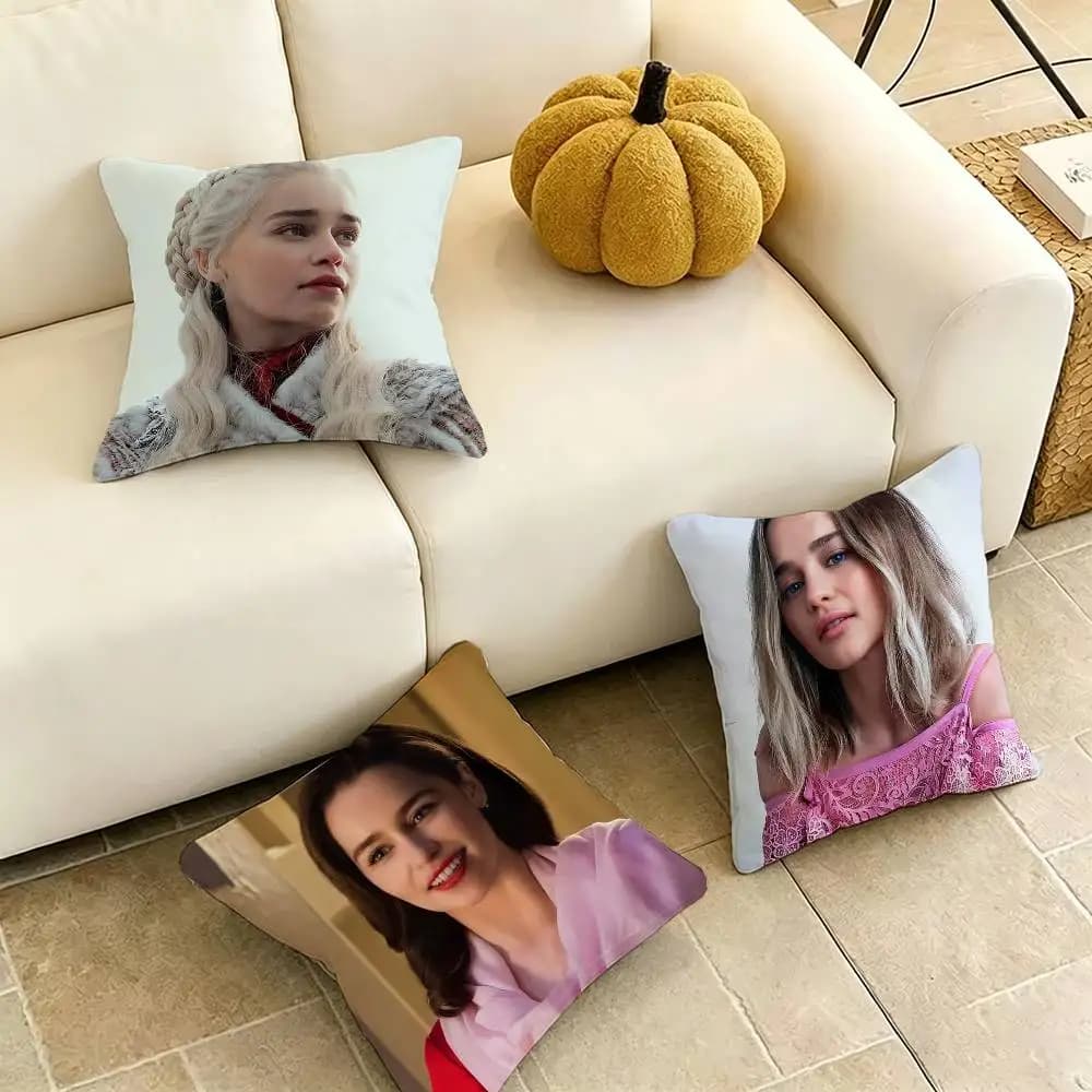 Emilia C-Clarke Daenerys Pillow Case Square Double-Sided Sofa Cushion Cover Bedroom Bedside Pillow Gift