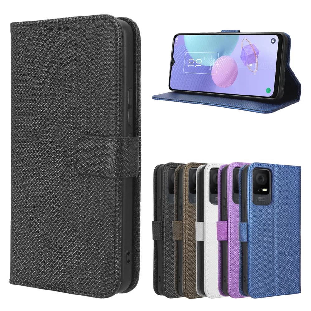 Custodia protettiva in pelle per TCL 406 Flip Stand Cover per TCL 406 TCL406 Wallet Card Stand Phone Coque