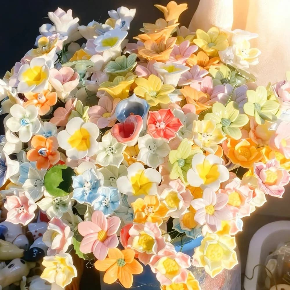 5/10 Pezzi Fiori Artificiali in Ceramica da 28cm, Rose Finte per Decorazione Casa, Matrimonio, Fai-da-Te, Regalo per la Festa della Mamma