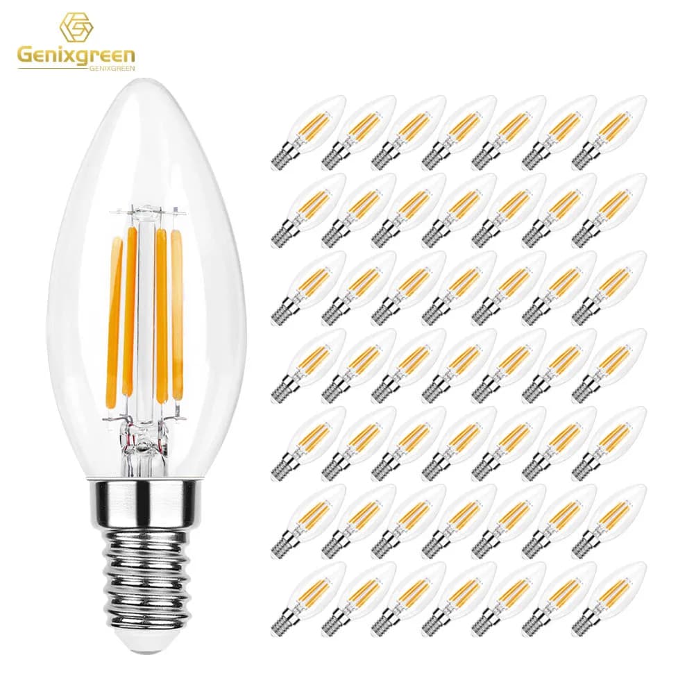 Lampadine LED C35 4W E12 E14 Tipo Candelabro, Equivalente a 40 Watt, Dimmerabili, 2700K Bianco Caldo, per Lampadari e Ventilatori a Soffitto
