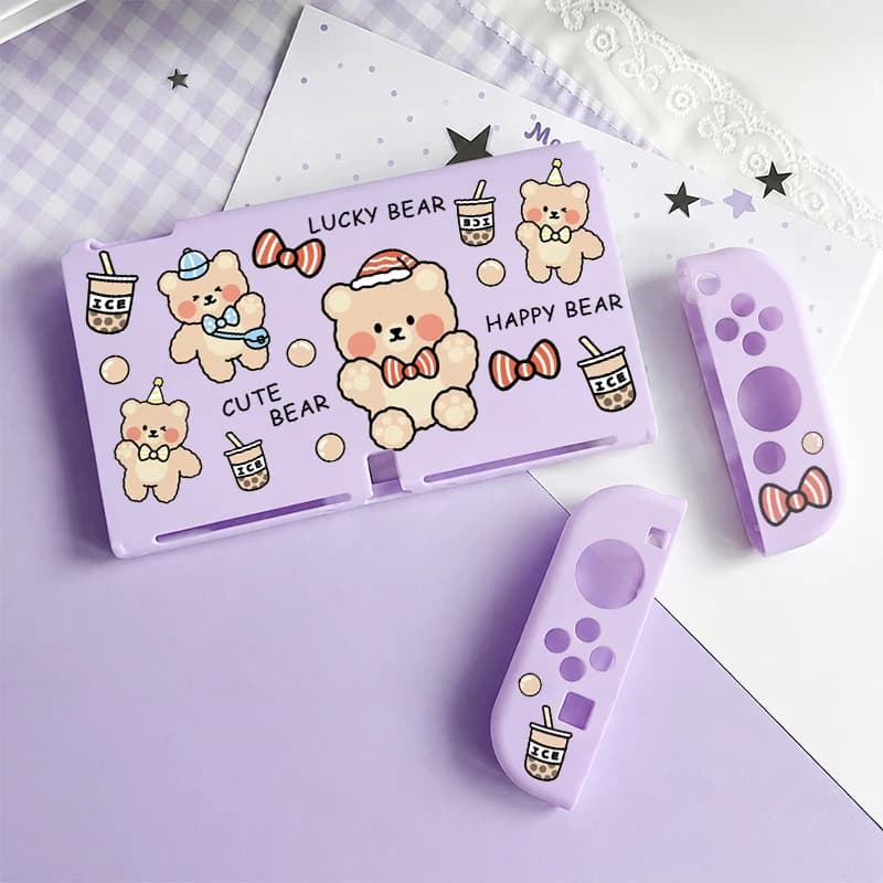 Kawaii Printed Soft Protector Sweat Slip-Resistant Controller Case for Nintendo Switch OLED Dockable Cover Detachable Joy-Con