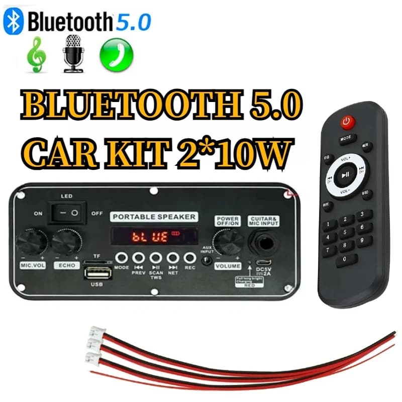 DC 5V Bluetooth 5.0 MP3 WAV APE Scheda di decodifica 20W Amplificatore Audio per auto Lettore musicale fai da te Modulo radio FM RGB TF AUX USB Mic Record