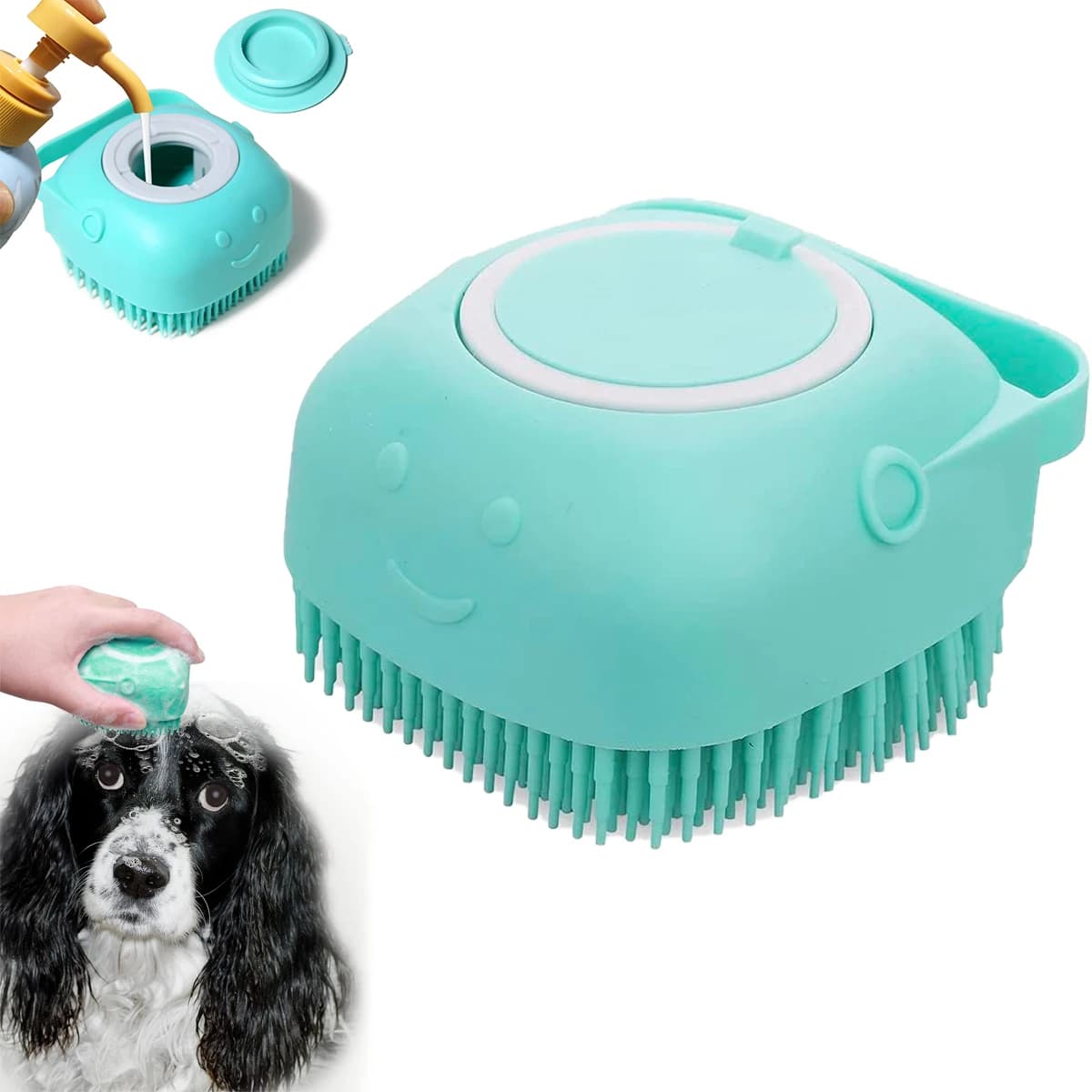 Spazzola da Bagno in Silicone per Animali Domestici con Dispenser di Sapone, Massaggiatore Morbido per Cani e Gatti, Strumento Delicato per la Pulizia e l'Esfoliazione sotto la Doccia