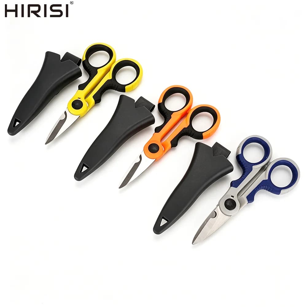 Hirisi JD02 Fishing Scissors with Safety Sheath Stainless Steel Serrated Blade for Braided PE Line Cutter Portable Fishing Tools