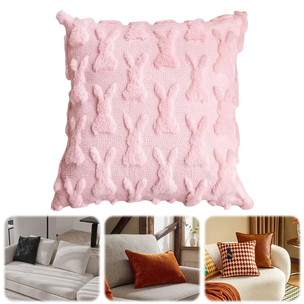 Easter Bunny Pillow Covers Decorative Throw Pillow Covers Soft Plush Pillowcase for Easter Decor Couch Sofa Bedroom