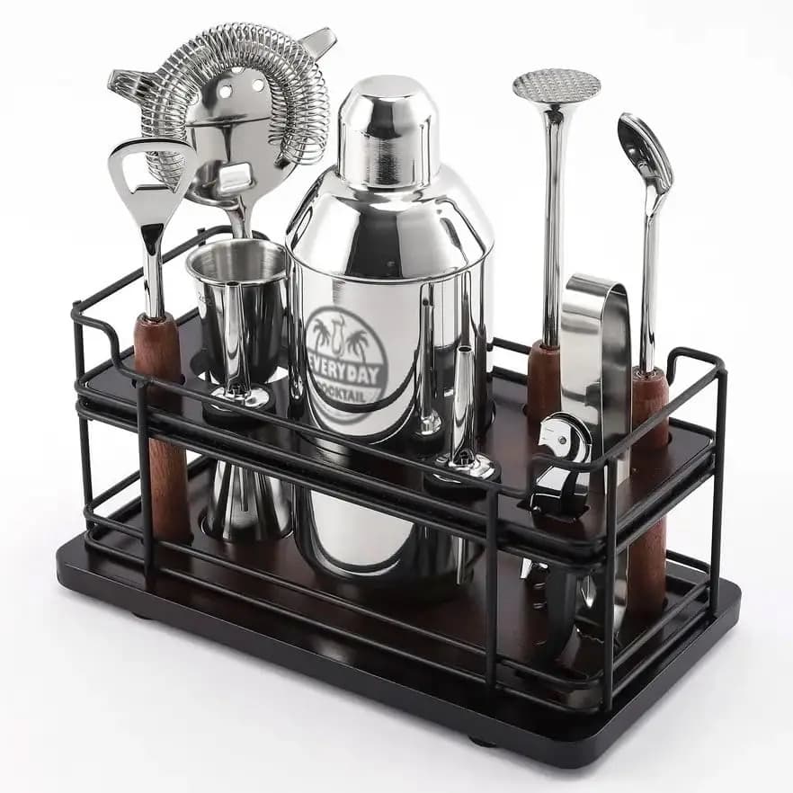 Set da Cocktail di Lusso 10 Pezzi, Include Shaker per Martini, Colino, Cucchiaio Miscelatore, Versatori per Liquori per Barman Professionisti