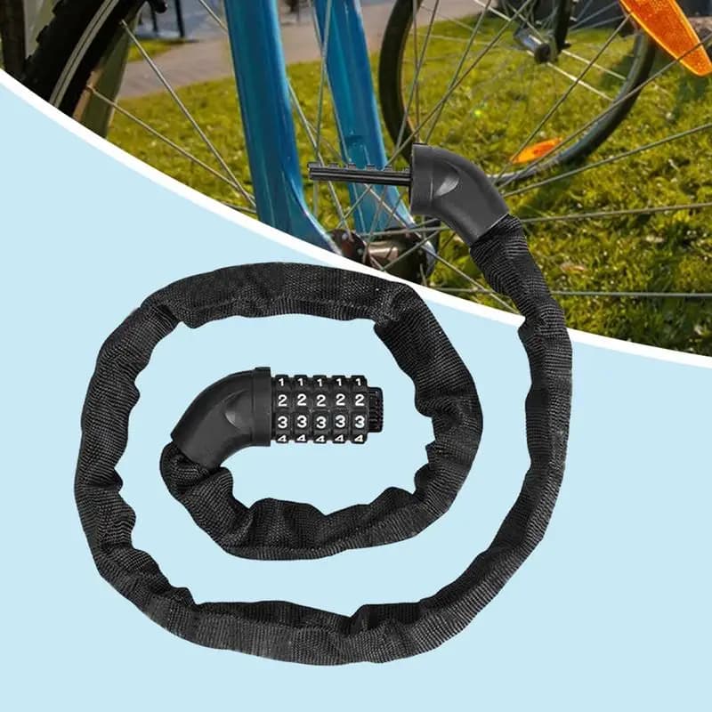 Per catena di lucchetto per bici Lucchetto per catena per bici antifurto con password di ciclismo ad alta sicurezza ripristinabile a 5 cifre per porte di motociclette