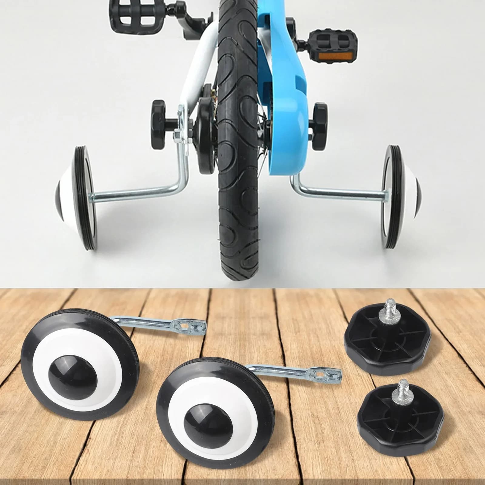 1 paio di stabilizzatori per bicicletta da 12/14/16 pollici, ruote da allenamento con viti per bici per bambini, protezione laterale per l'equilibrio della ruota