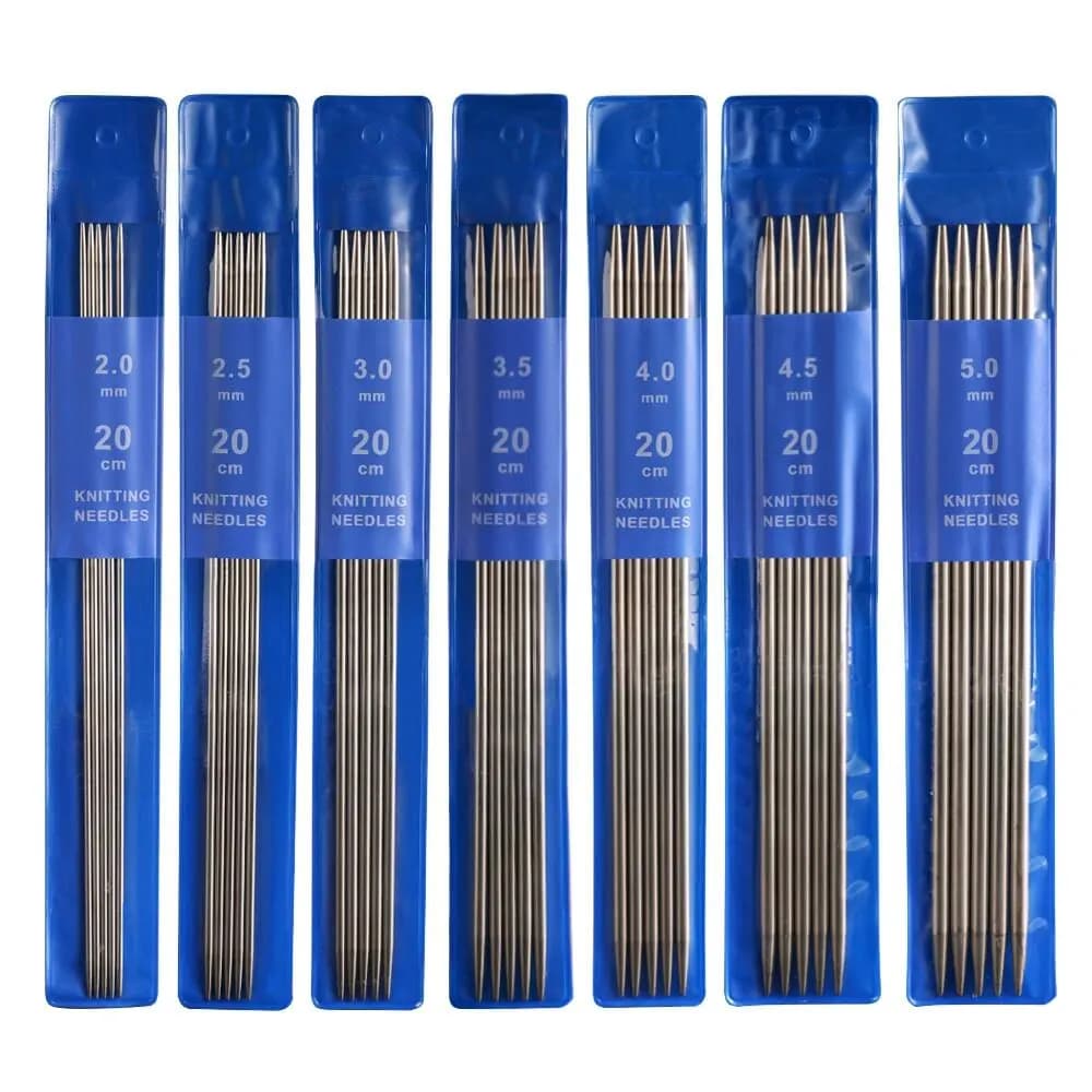 Set di ferri da maglia in acciaio inossidabile da 20 cm Set di ferri da maglia dritti a doppia punta da 2-5 mm per il progetto di sciarpe di maglione