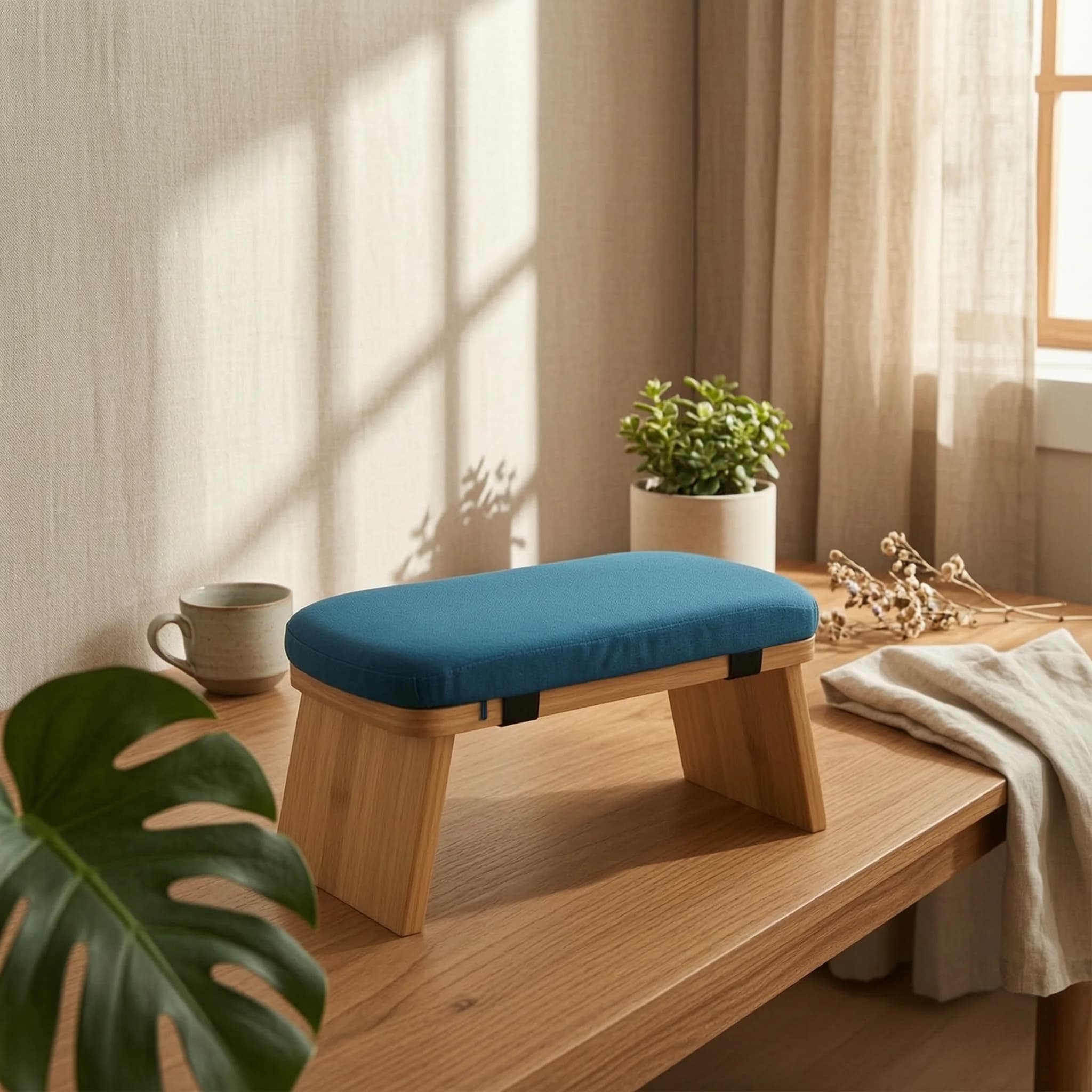 Kneeling Stool with Cushion Comfortable Kneeling Stool Meditation Bench Upholstered Furniture Ergonomic for Practitioners