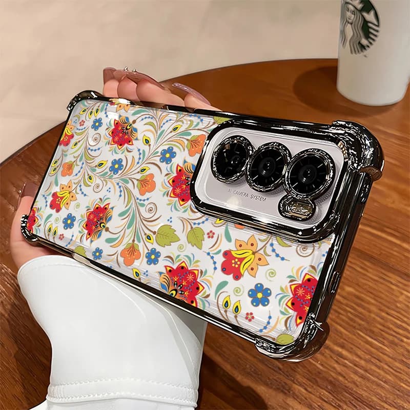 Custodia trasparente in silicone per Huawei Honor 200 Smart 50 Play 60 Plus 10 600 400 Lite con stampa floreale alla moda e retro placcato