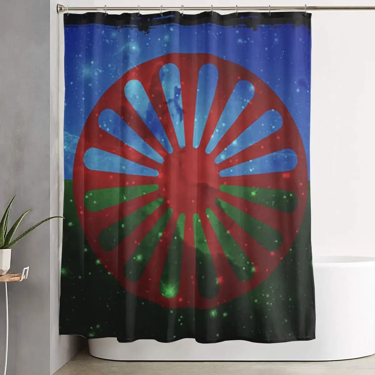 Romany Gypsy Flag Shower Curtain Bathroom Polyester Waterproof Bath Curtains with Hooks