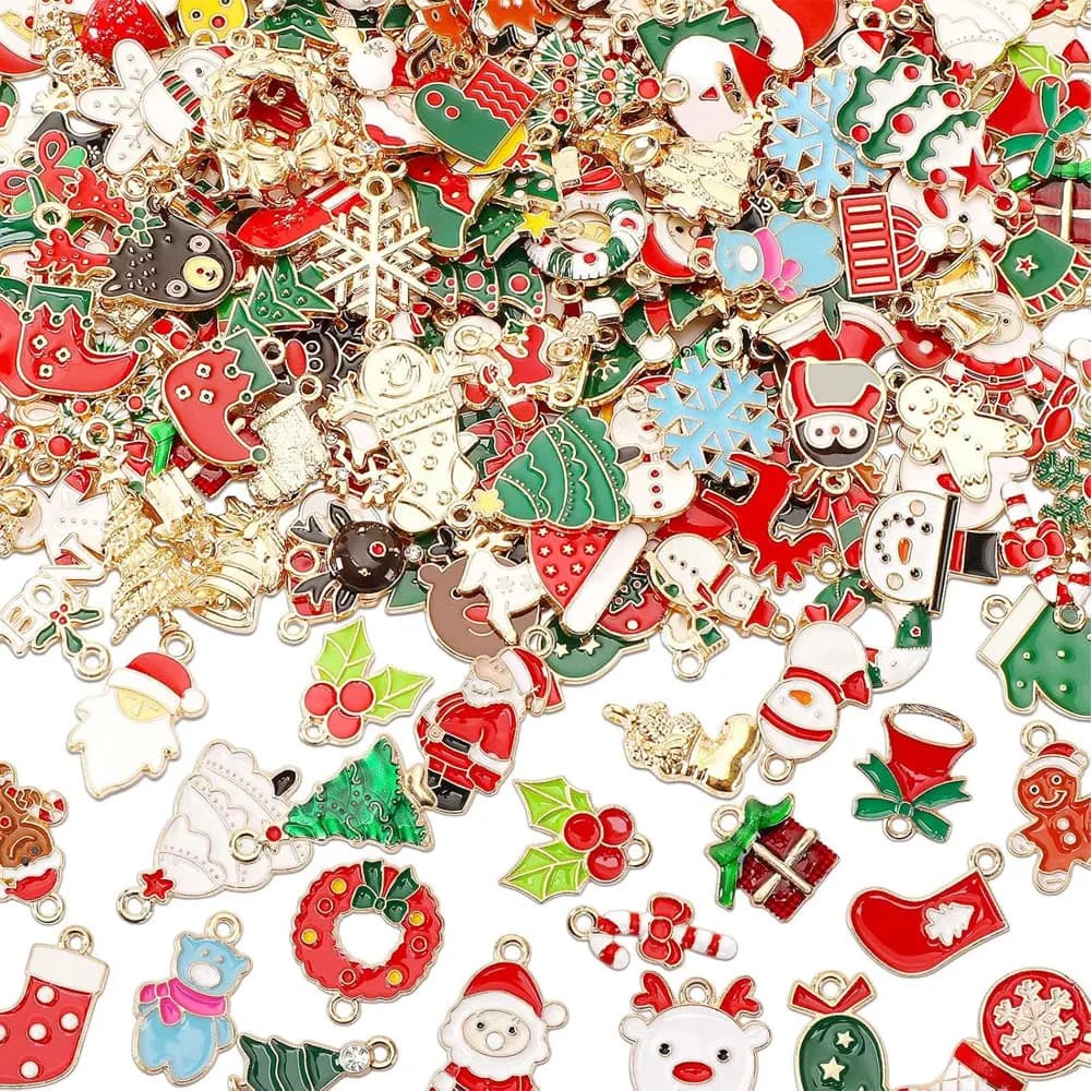 2/5/10 pezzi di ciondoli per cappelli di Natale in smalto, pendenti di Natale adatti per orecchini fai da te, creazione di gioielli, accessori artigianali
