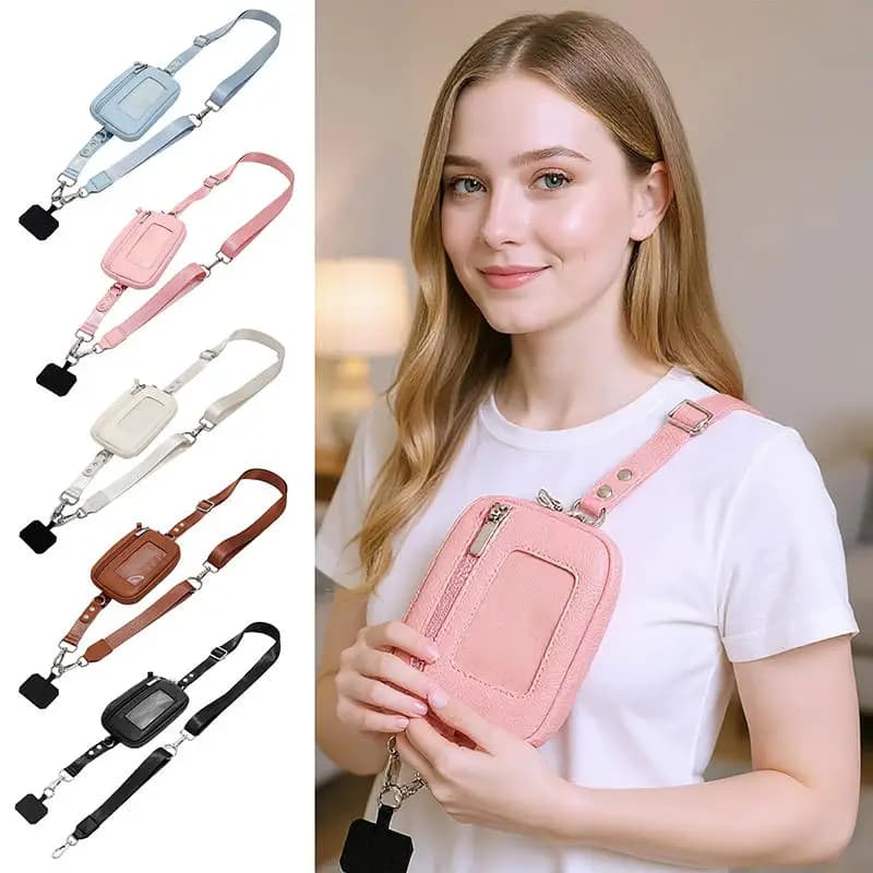 Portafoglio alla Moda con Porta Carte e Cinturino da Polso Regolabile, Borsa a Tracolla Unisex Portatile per Cellulare