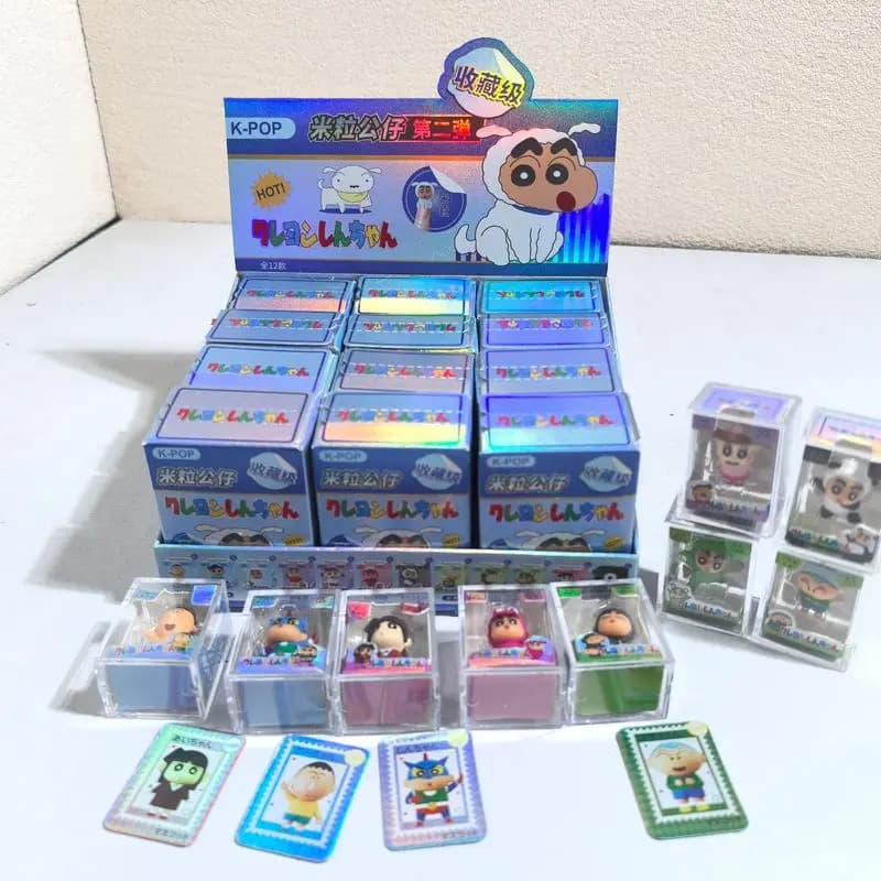 Crayon Shin-Chan Animal Series Rice Grain Blind Box 12 Styles Mini Resin Figurine Collectible Desktop Ornament Birthday Gift