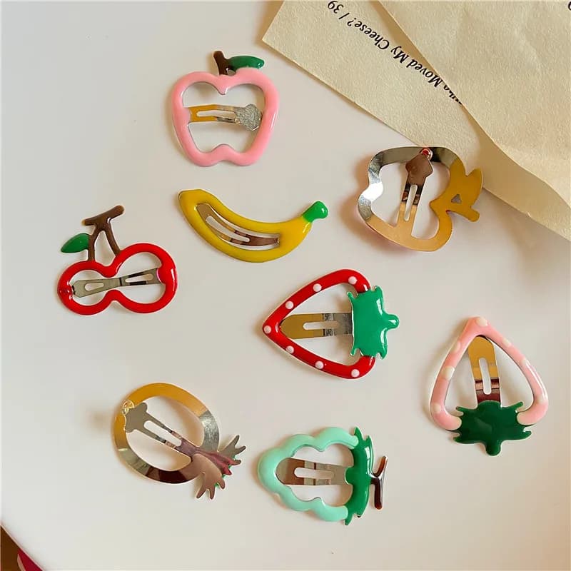 20 Pezzi/Lotto Accessori per Capelli da Bambina, Fermagli Imitazione Frutta, Mollette Carine a Forma di Mela, Fermagli a Goccia, Accessori per Bambini