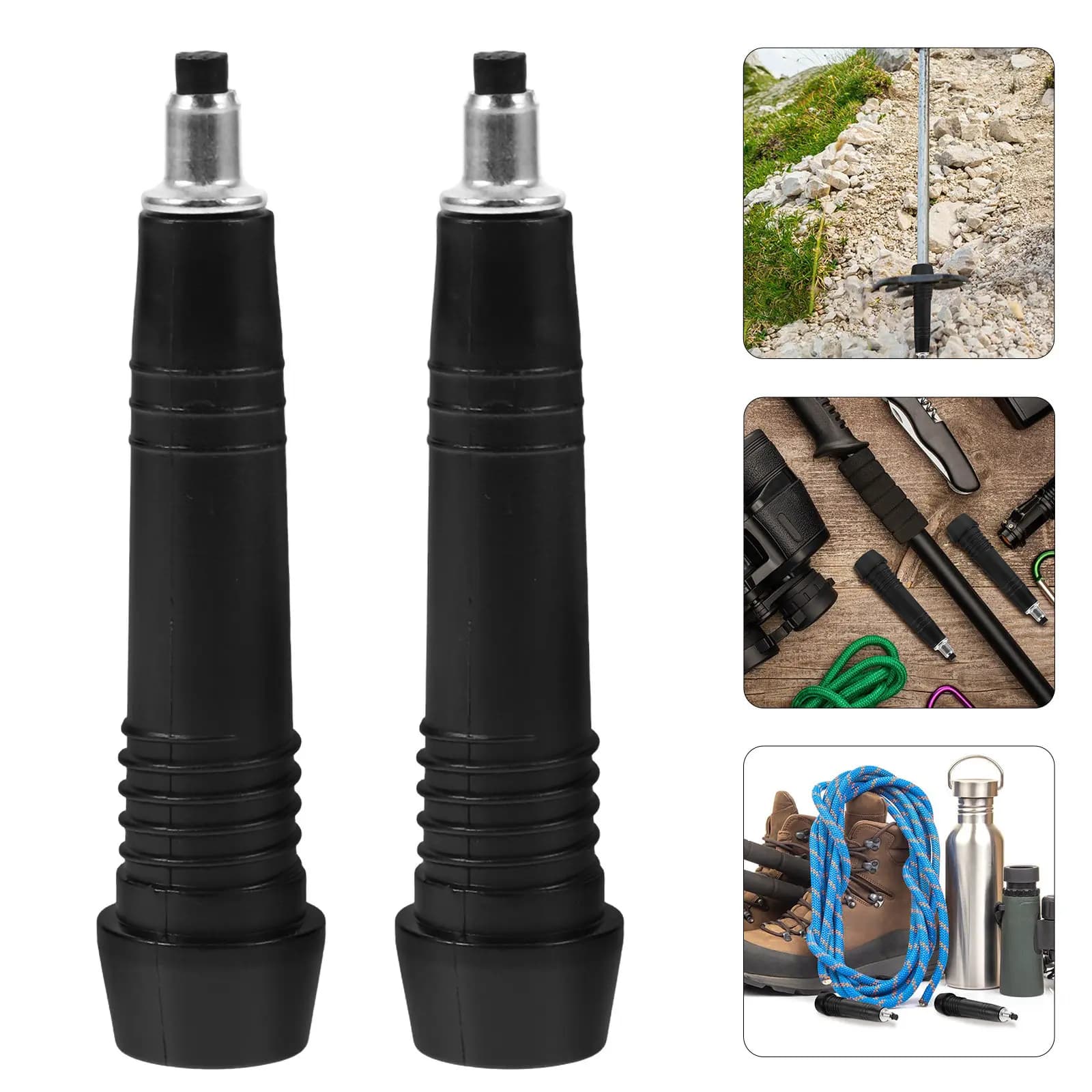 2Pcs Premium Carbon Steel Hiking Trekking Pole Tips Secure Fit Replacement Feet for Walking Sticks Trekking Rods Outdoor
