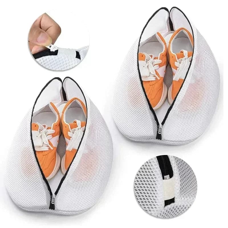 1PC Zippered travel shoe storage bag Clothing anti deformation protective washing bag Mesh washing machine shoe bag