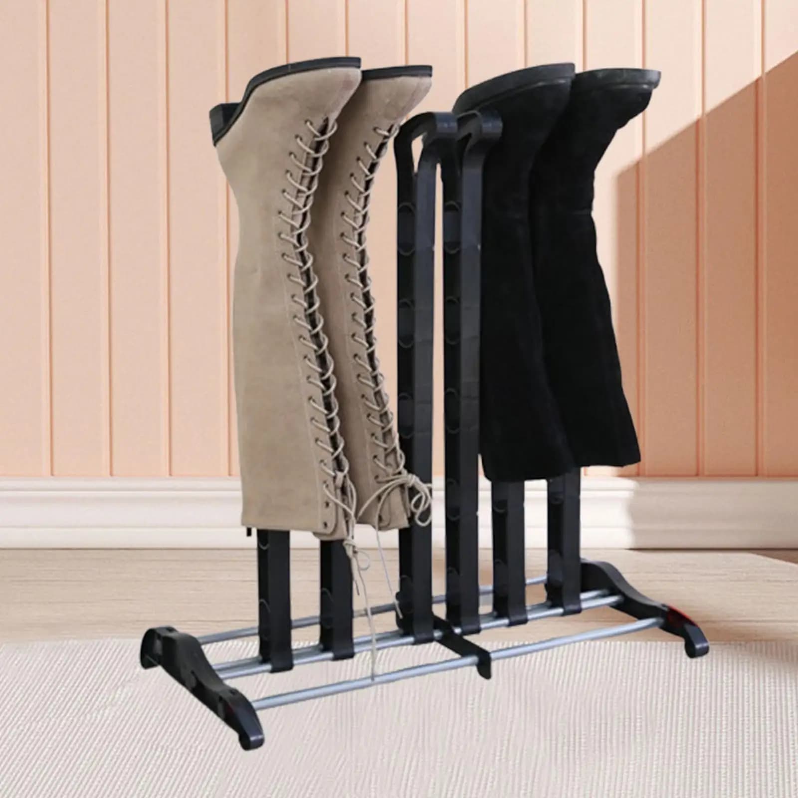 Organizzatore di scarpe Scaffale per stivaletti in ferro da pavimento Calzature per la casa Supporto per scarpe Strumento per riporre stivali alti nel corridoio della camera da letto