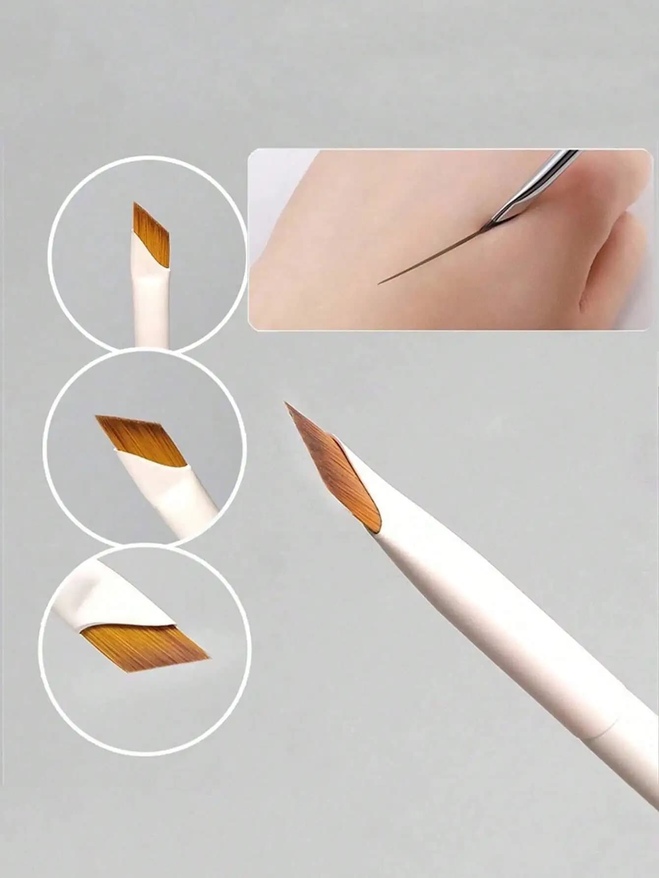 1 pennello per eyeliner con punta angolata ultra-sottile, pennello piatto angolato per sopracciglia, pennello di precisione per dettagli, adatto per il trucco degli occhi e sotto gli occhi, pennello per sopracciglia, pennello per ombretto, spoolie, pennello spoolie, omaggi.