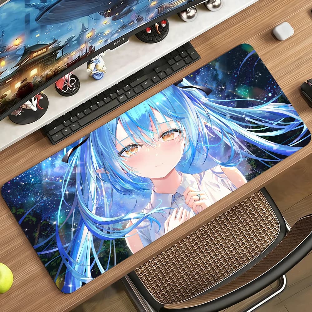Anime Mouse Pad Gamer XXL Keyboard Mat Cyan Twin Long Hair Dark Starry Night Shy Anime Girl Multi Scene Office Gaming Home Desk