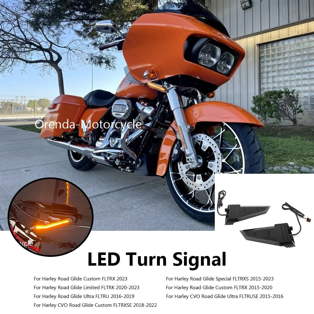 Nuovi Accessori Moto Luci A LED Lampada Da Corsa Che Scorre Indicatori di direzione Laterali Per Harley Road Glide FLTRX FLTRU FLTRK 2015-2023