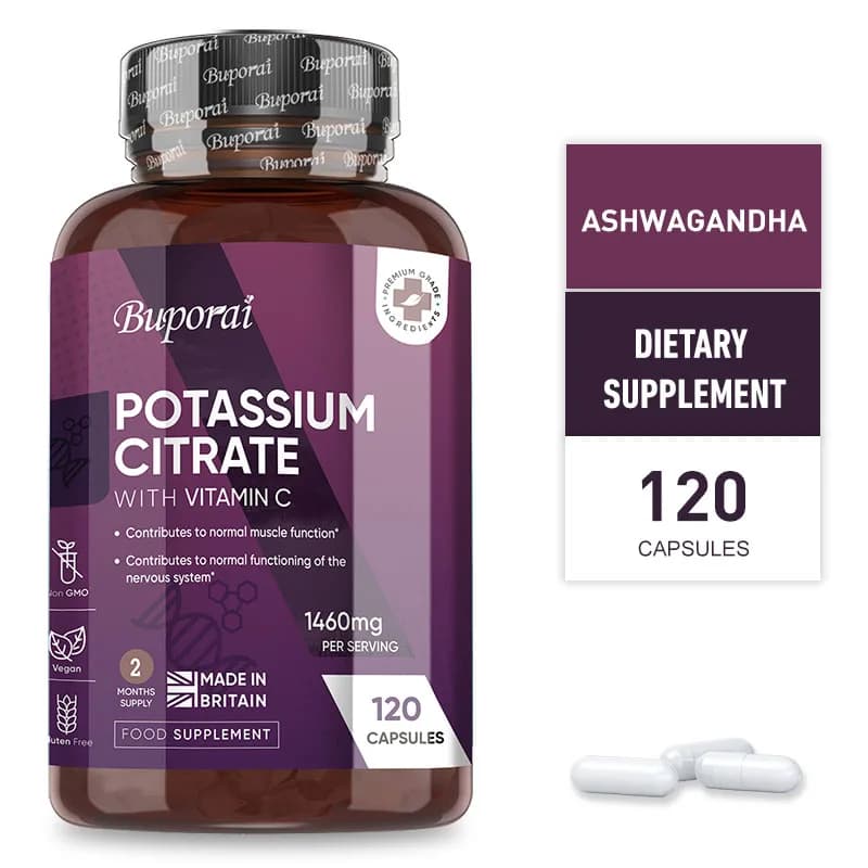Potassium Citrate Supplements 1460 mg - Contains vitamin C to help maintain normal function of bones, nerves and immune system