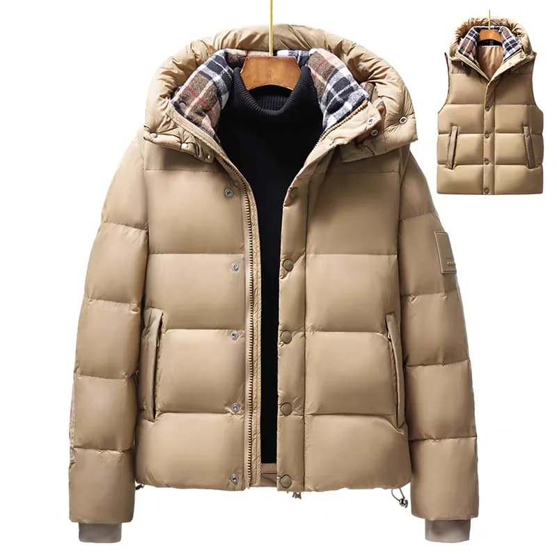 Piumino da uomo stile coreano, caldo, in piuma d'anatra bianca, corto, con cappuccio, alla moda, nuovo arrivo invernale, in fibra di poliestere, ideale per la corsa