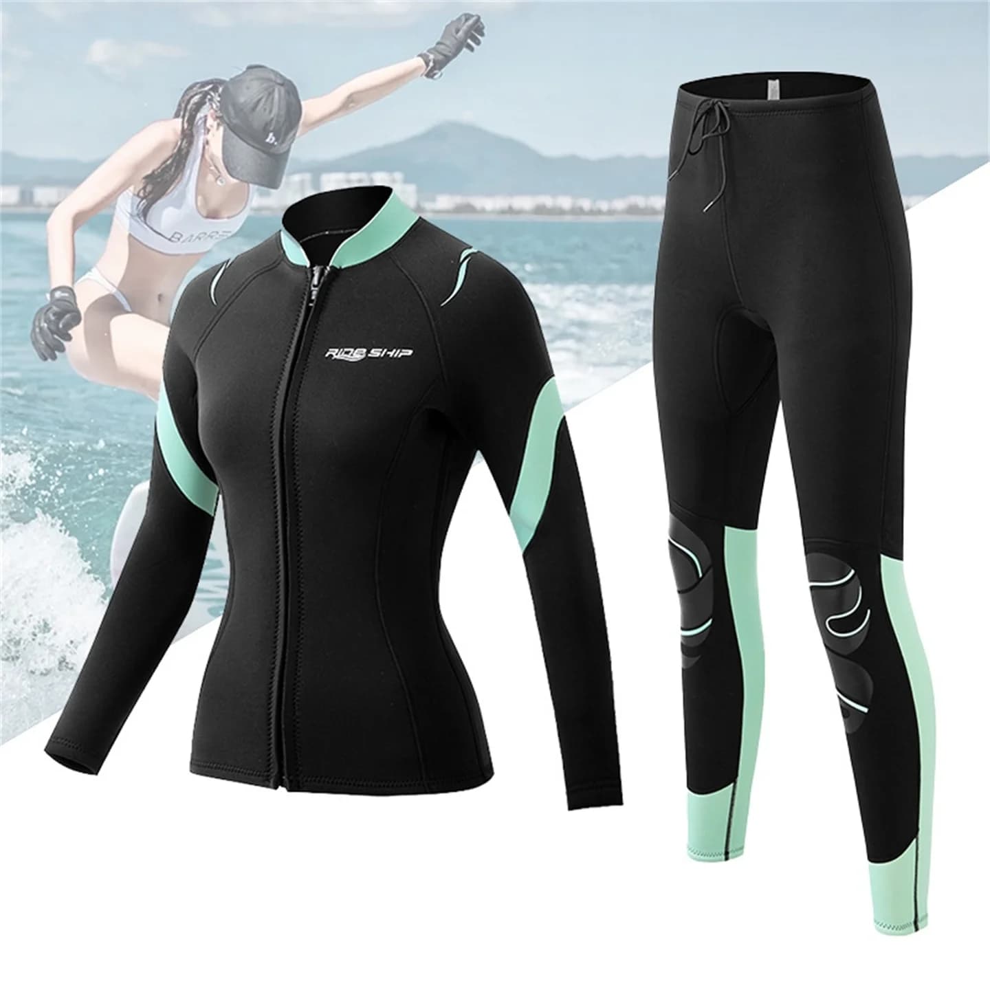 Muta dimagrante in neoprene da 3 mm Top e pantaloni da sub da donna Set da 2 pezzi separato Snorkeling Surf Costume da bagno termico invernale