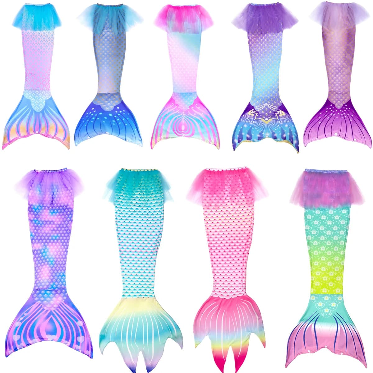 Princess Sirenetta's cute character dresses in summer, purple dress, set of swimsuits for carnival birthday parties, cosplay, mermaid
