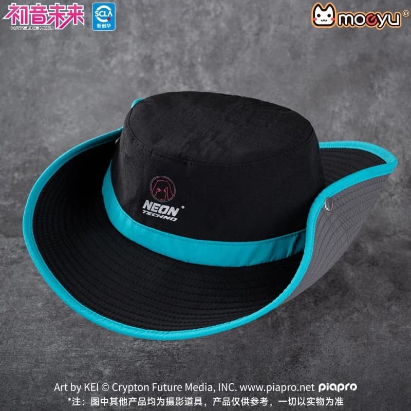 Cappello da Pescatore Moeyu Hatsune Miku Serie Neon Electronic Music, Accessorio Anime, Protezione Solare, per Escursionismo, Pesca, Alpinismo