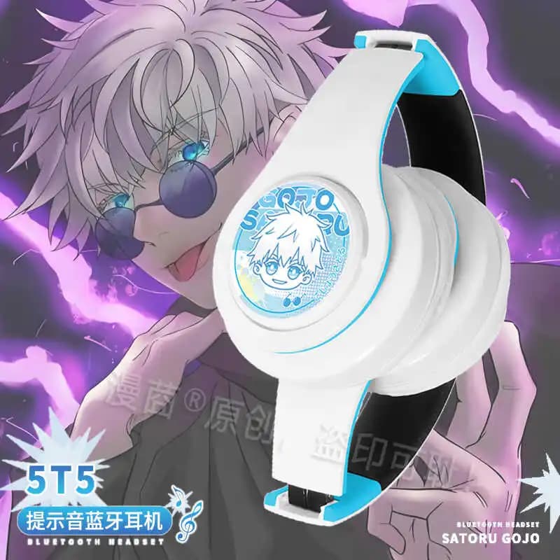 5 t5 Satoru Gojo Cospaly Wireless Anime Jujutsu Gojo Satoru Cosplay auricolari montati sulla testa riduzione del rumore auricolari Bluetooth