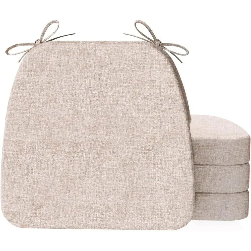 D-shaped dining chairs, 2 inch thick, with removable and washable covers, 17x16, 4 set, beige