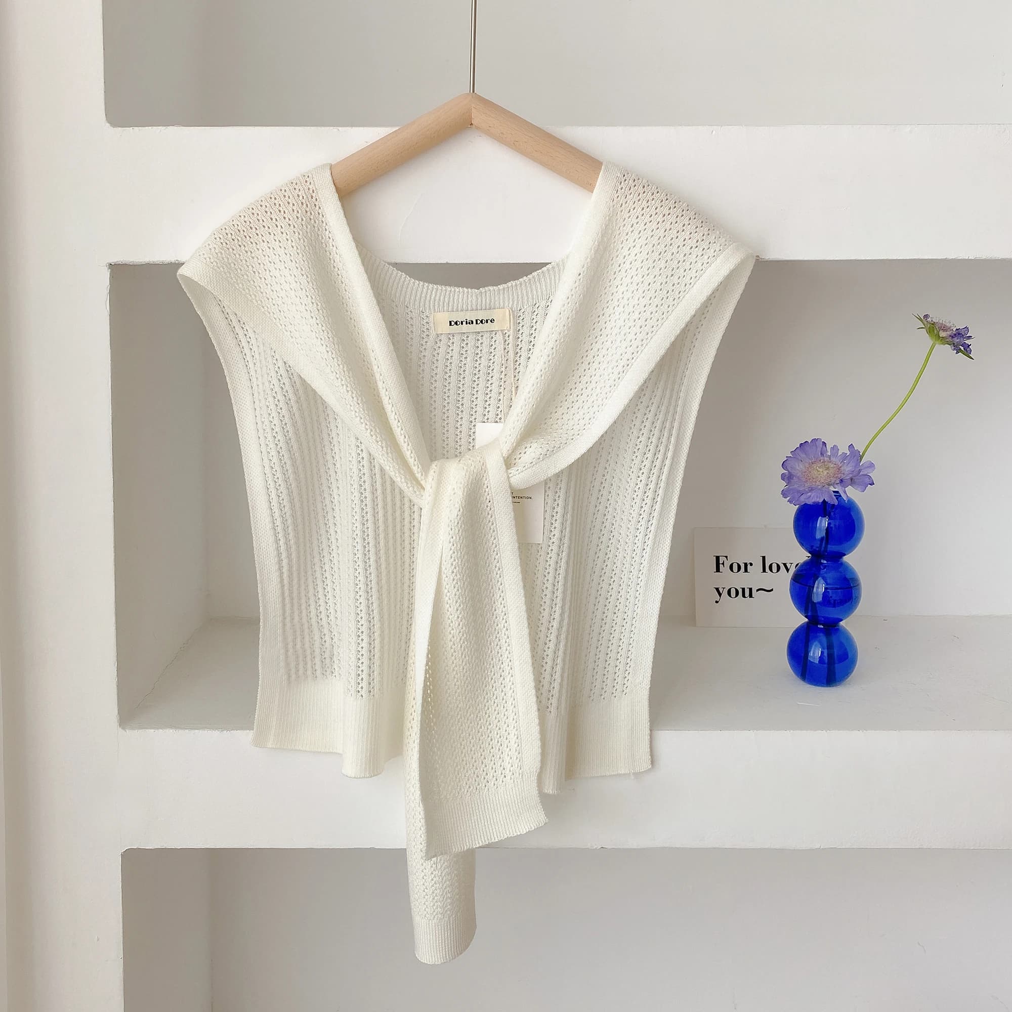 2025 Moda coreana lavorata a maglia scava fuori scialle ufficio estivo colletto finto collo lavorato a maglia sottile annodato mantello sciarpa a spalla per le donne