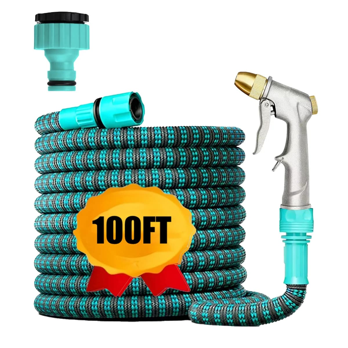 Expandable Magic Pipe, High Pressure Tape, Water Gun with Metal Rod, Home and Garden Irrigation Pipe, Garden Pipe 25FT-100FT