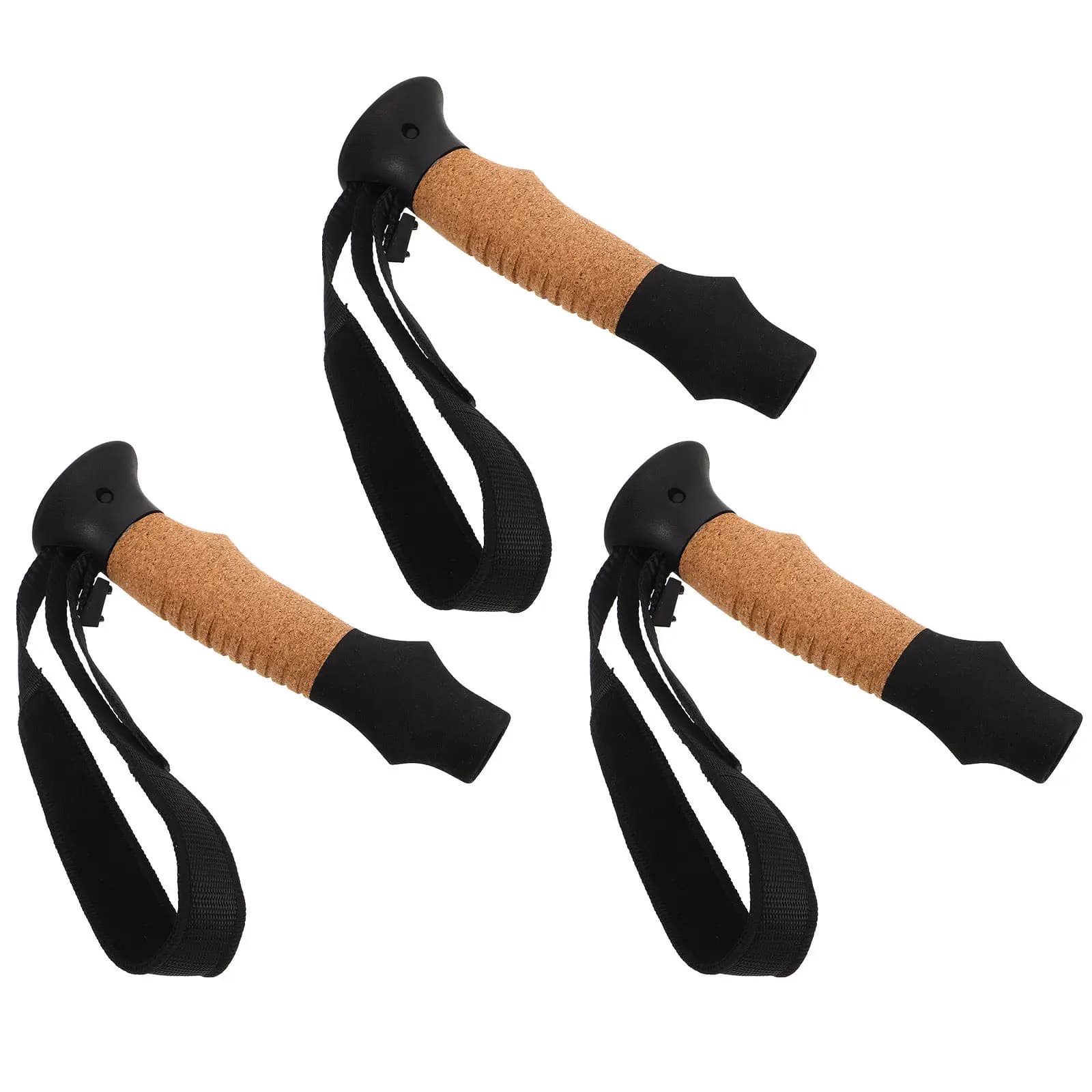 Set di 3 Impugnature in Sughero per Bastoncini da Trekking, Antiscivolo, con Cinturino da Polso, Diametro Interno 18mm, Comode per Bastoni da Passeggio e Arrampicata