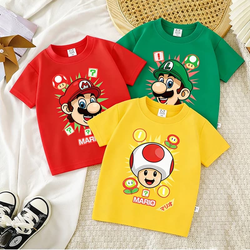 Super Marios Bros T-Shirt for Boy and Girl, Fashionable T-Shirt, Kids Clothing, Cotton Clothing with Soul Print, Fashionable Top, Summer T-Shirt