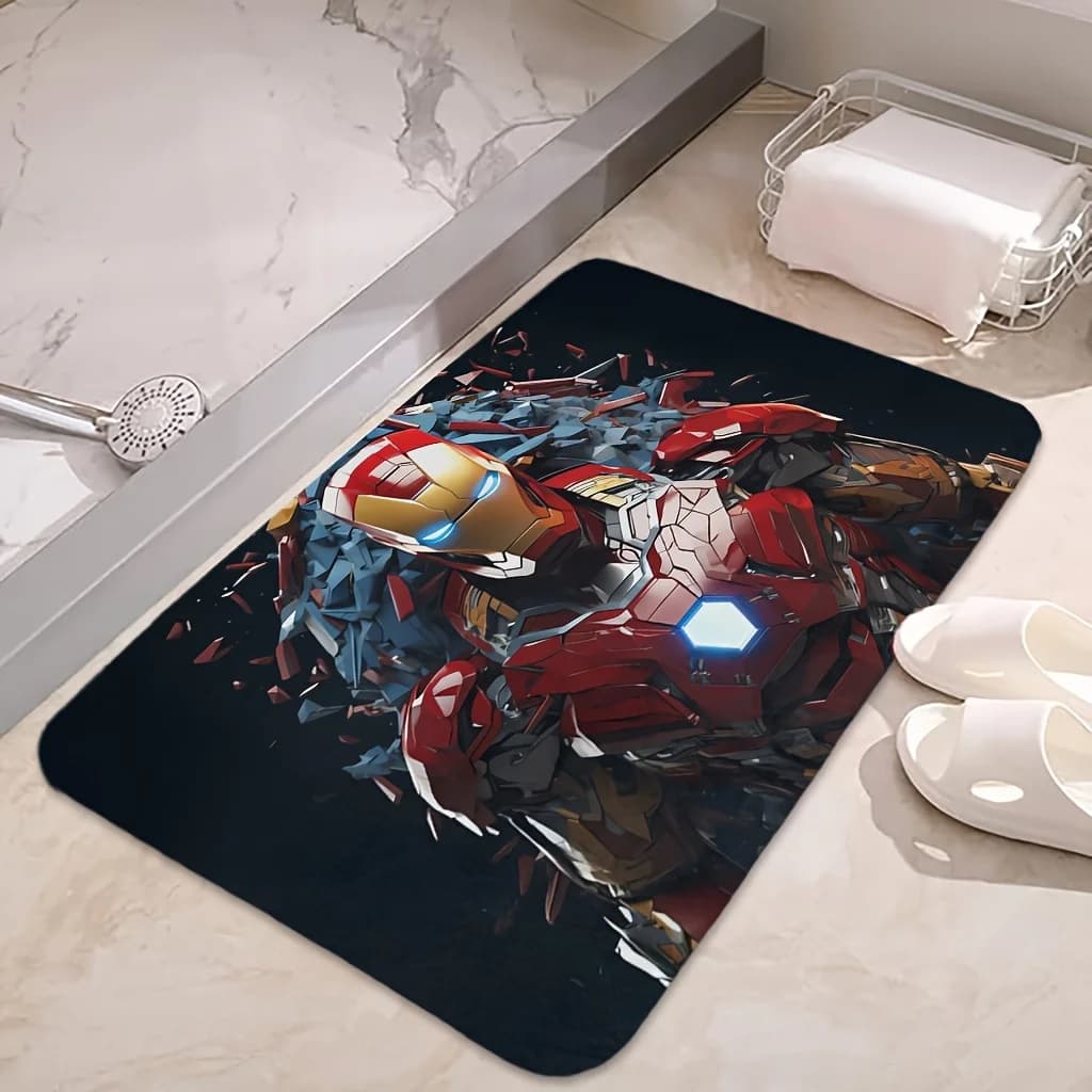 ( MARVEL 1pc Iron for Man Entry Doorway Floor Rug,Bathroom Mat Absorbent & Quick-drying Kitchen Floor Carpet Non-slip & Super