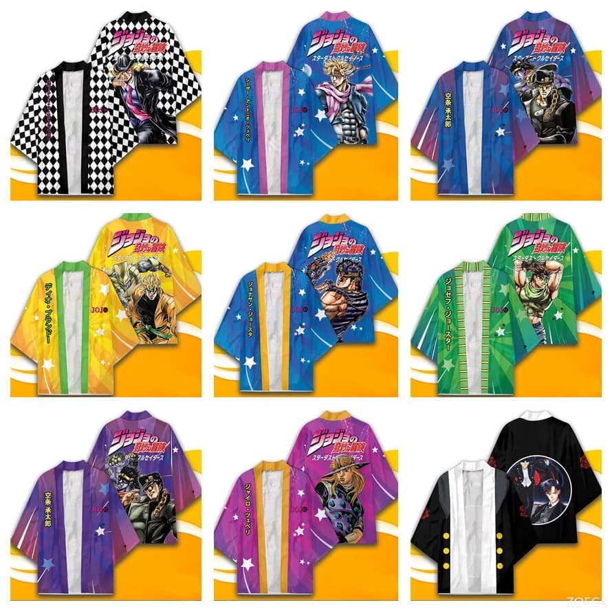 Nuovo prodotto transfrontaliero Mantello kimono a sette maniche anime giapponese Top stampato in 3D