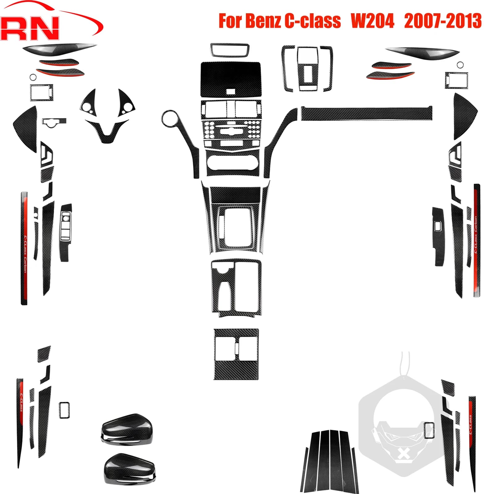 Per Mercedes Benz Classe C W204 2007 2008 2009 2010 2012 2013 Accessori Interni auto in fibra di carbonio Porta ingranaggi Ascensore Trim adesivo