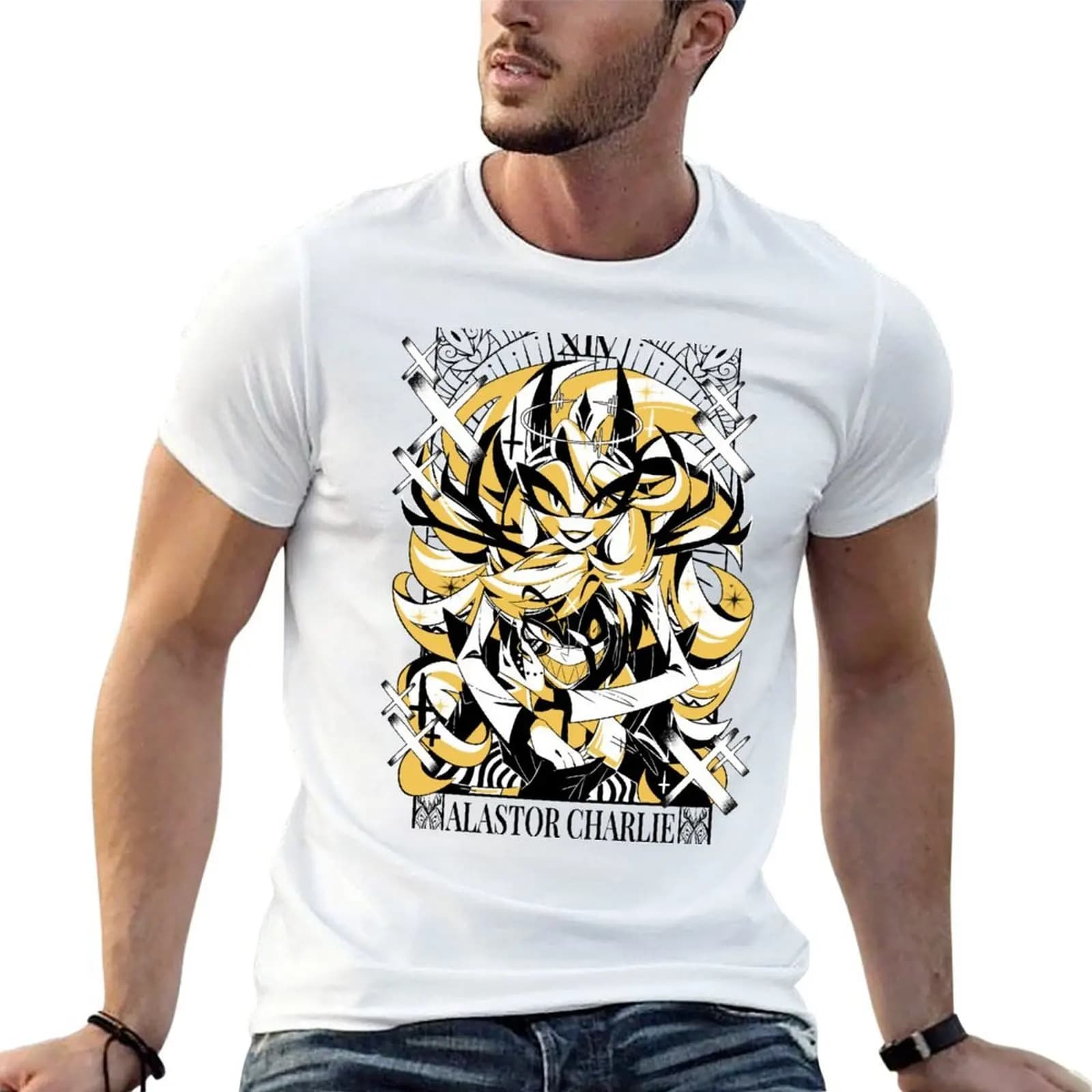 Charlie + Alastor 2023 Tarot Card Inspired Halloween Collection Fanmerch WHITE Ver. T-Shirt