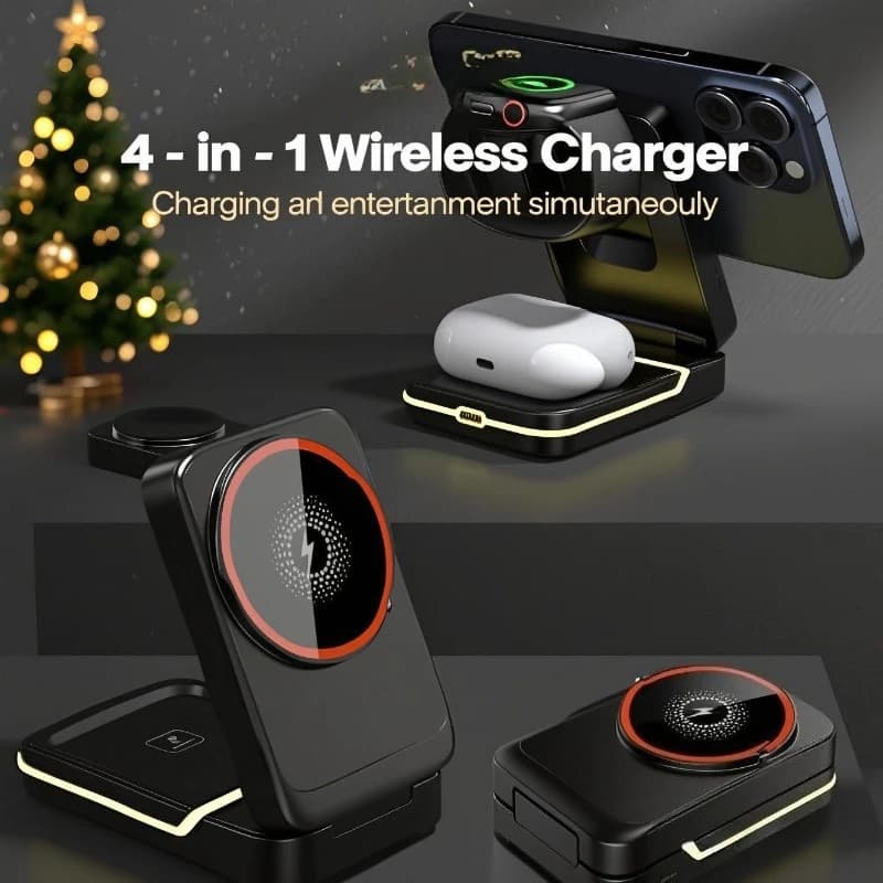 Foldable 3 in 1 Wireless Magnetic Charger for iPhone 16 15 14 13 12 Pro, Apple Watch 2-9 SE, Airpods Pro