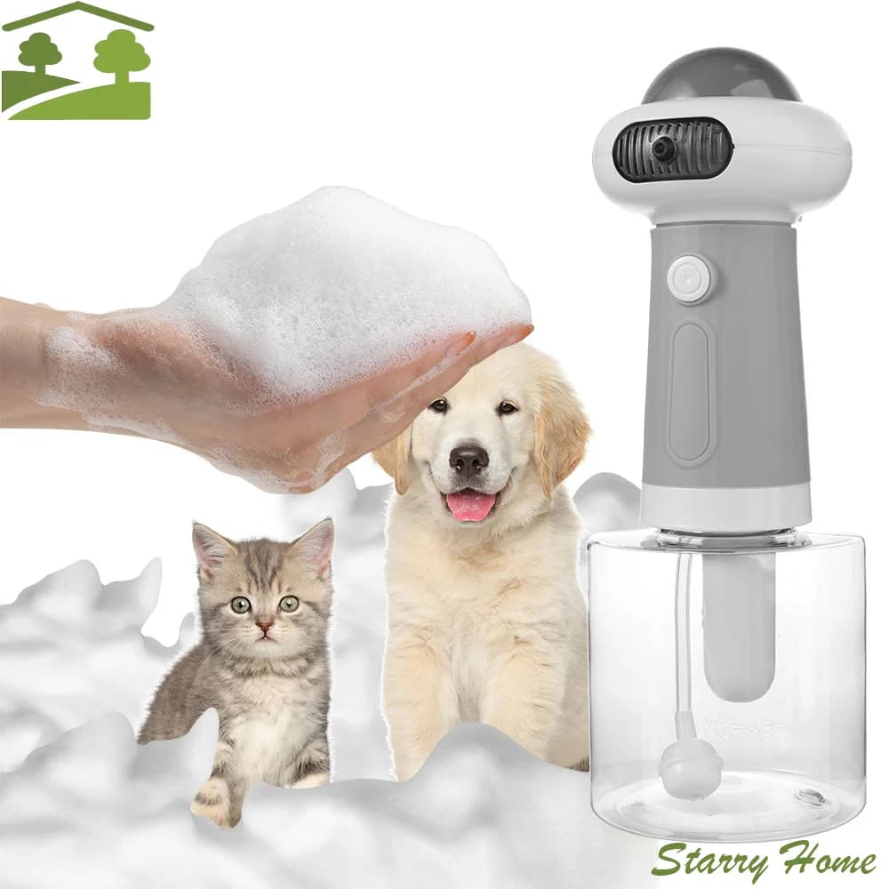 Macchina Elettrica per il Bagno degli Animali Domestici, Facile da Usare, Pratico Dispenser di Sapone per la Pulizia dei Cani, Spruzzatore Automatico di Schiuma Senza Fili
