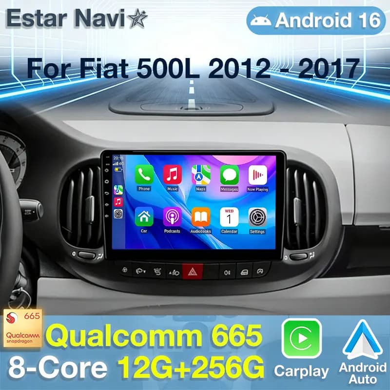 CarRadio For Fiat 500L 2012 - 2017 Carplay Android 16 Auto Video Player Multimedia Stereo GPS Navigation 4G WIFI Screen 2Din DVD