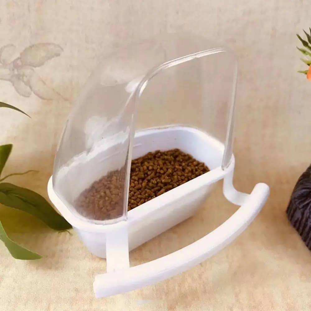 1 pz Giocare e Mangiare Trasparente Perching Gabbia per Uccelli Decor Mangiatoia per Uccelli Pappagallo Forniture Uccelli Irrigazione Ciotola Contenitore per Alimenti per Uccelli