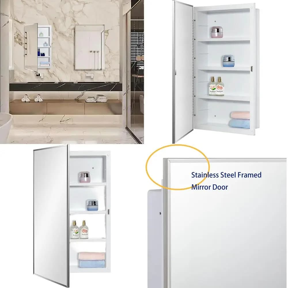 Armadietto a Specchio per Bagno, Opzioni di Montaggio a Superficie e Incasso