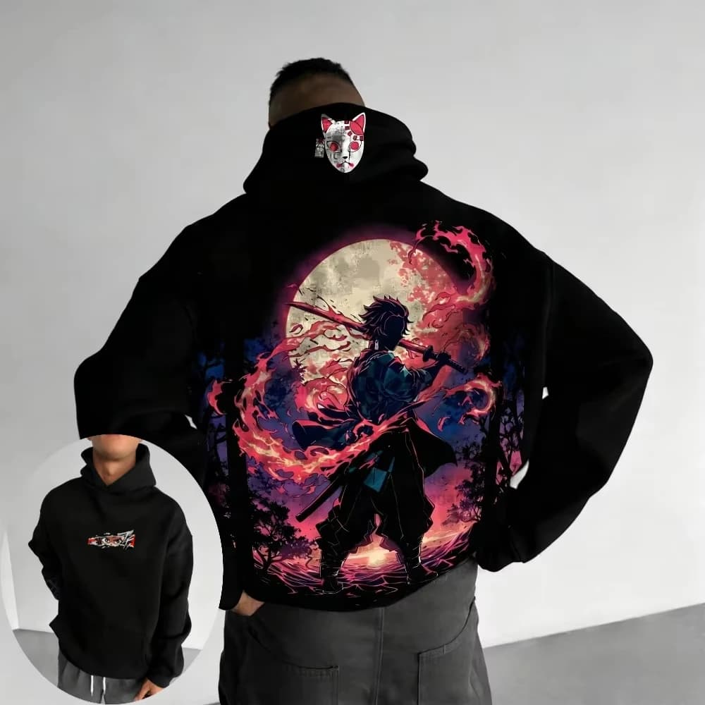 Devil Killer Men's Hoodie Sweatshirt Kamado Tanjirou Anime Spring and Autumn New Style Suitable for Both Men and Women