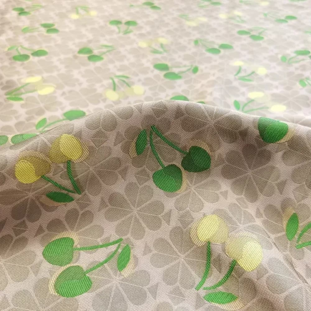 Jacquard Brocade Fabric Yarn Dyed Four-leaf Clover Cherry Fashion Dress Spring Summer Cloth for Sewing By The Yard