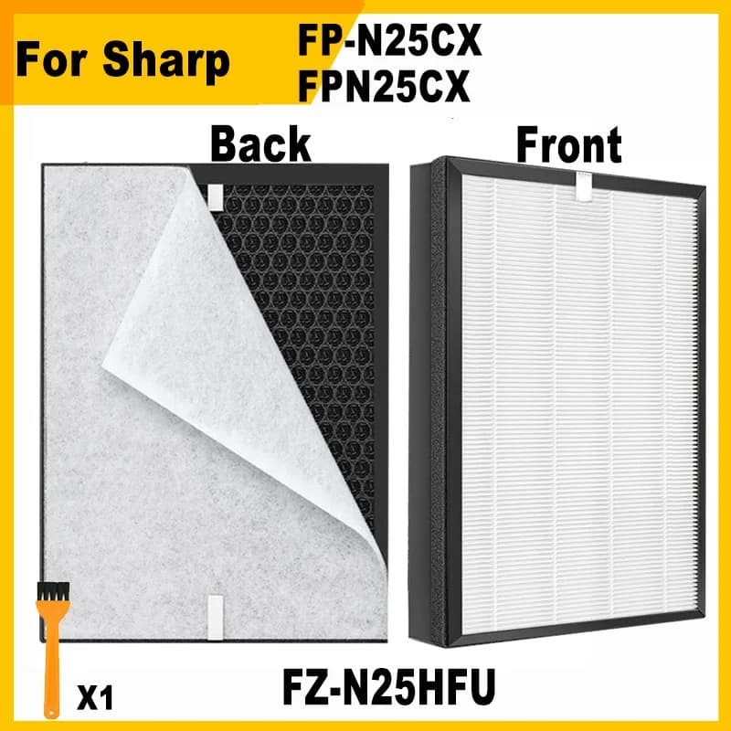 per purificatore d'aria Sharp modello FP-N25CX FPN25CX Sostituzione vero filtro HEPA e carbone FZ-N25HFU FZN25HFU